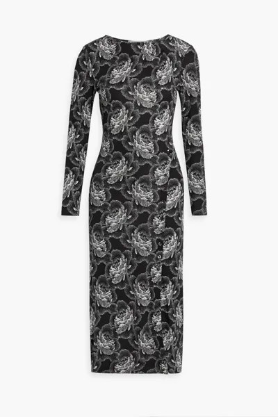 Платье миди Lugosi с цветочным принтом Diane Von Furstenberg, черный