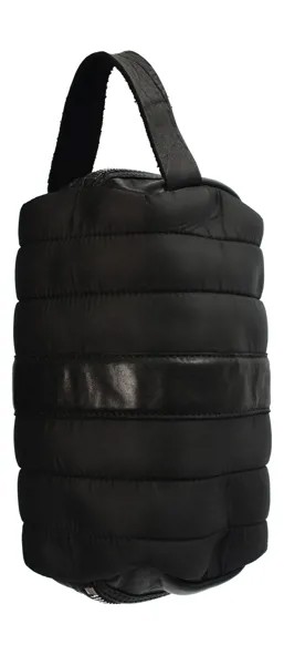 Черная сумка-косметичка с кожаными вставками