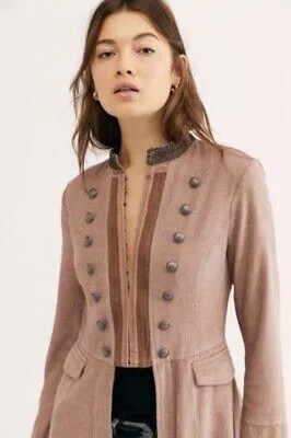 Куртка-пальто Free People Lucy в стиле милитари с необработанным подолом и коричневым воротником, необычная S, НОВИНКА