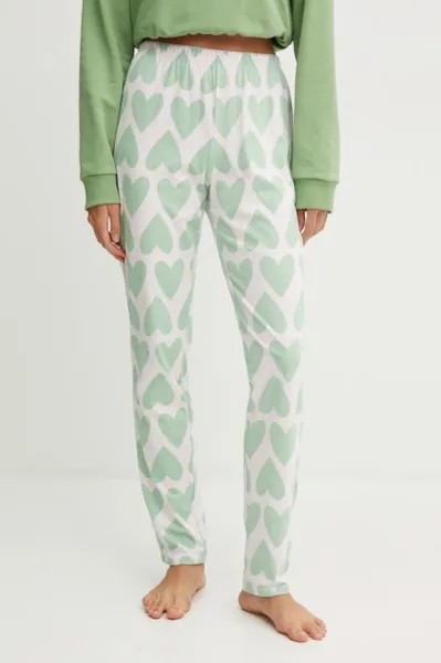 Хлопковые пижамные штаны United Colors of Benetton, зеленый