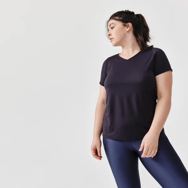 Дышащая беговая футболка с короткими рукавами Decathlon (сухая) Kalenji, черный