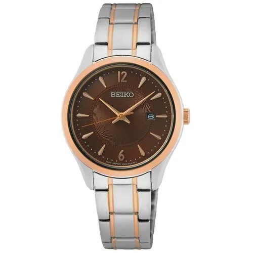 Наручные часы SEIKO Японские наручные часы Seiko SUR476P1, мультиколор, коричневый