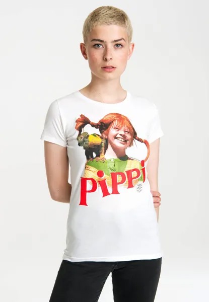 Футболка с принтом LANGSTRUMPF HERR NILSSON LOGOSHIRT, цвет altweiss