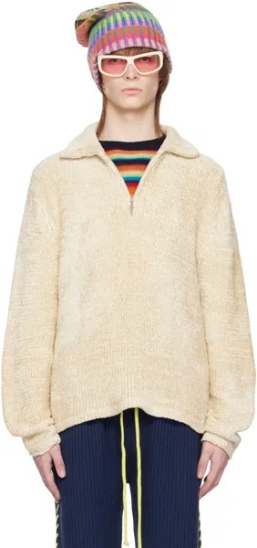 Бежевая рубашка-поло Lavish Zip Rugby The Elder Statesman
