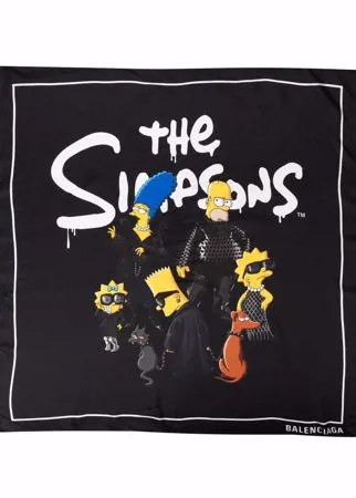 Balenciaga шелковый платок с принтом The Simpsons