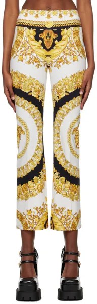 Versace Underwear Бело-золотые леггинсы Barocco