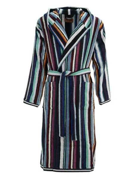 Missoni Home махровый халат в полоску, синий