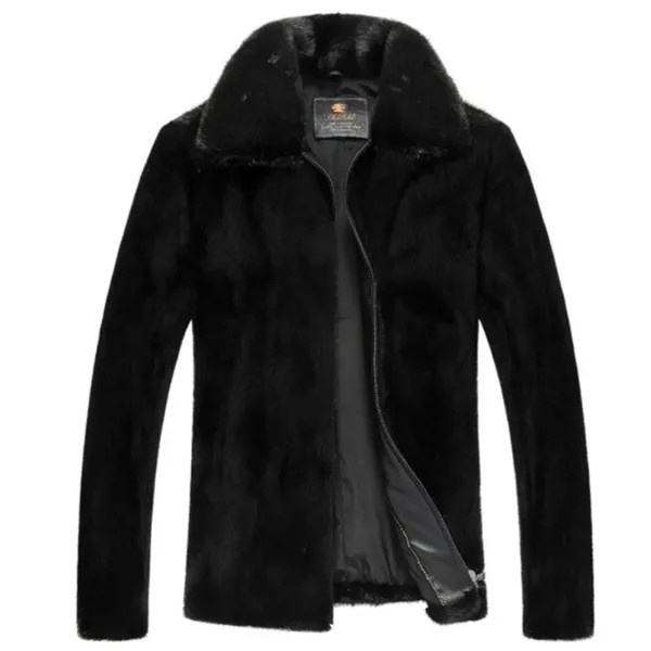 Осенняя куртка из искусственной норки с лацканами, Мужская зимняя утолщенная теплая шуба из меха, мужские облегающие куртки, модная куртка B56