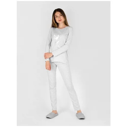 Пижама RICH LINE, длинный рукав, размер 54, серый