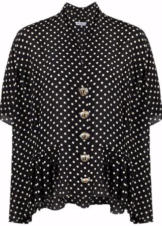 Balenciaga шелковая блузка оверсайз с V-образным вырезом