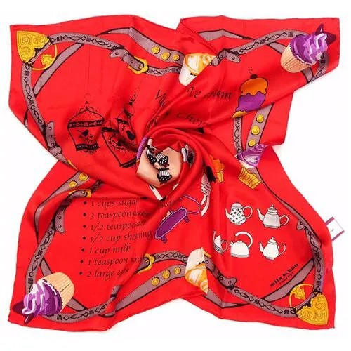Модный красный шелковый платок на голову Mila Schon 812855