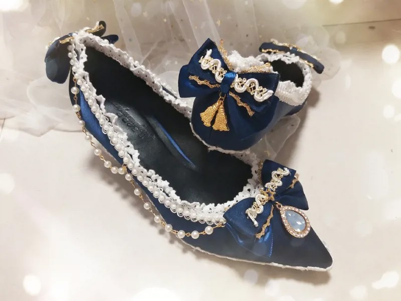 Японская обувь на высоком каблуке, винтажная Кружевная повязка с бантом, обувь kawaii, женская обувь для косплея, туфли Лолиты, Милая принцесса, ежедневно