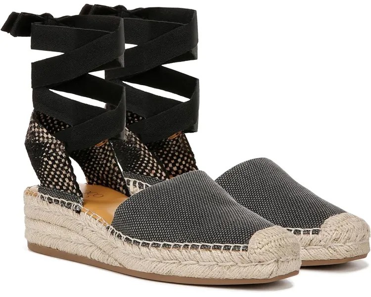 Туфли Franco Sarto Britney Ankle Strap Wedge Espadrilles, цвет Black Solid Fabric