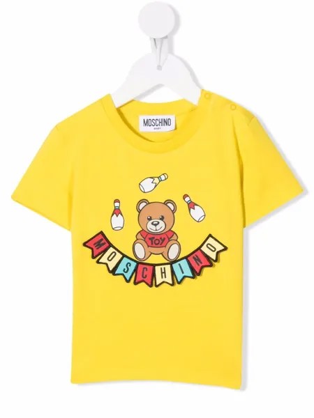 Moschino Kids футболка с вышитым логотипом