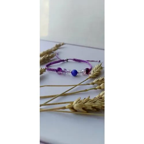 Плетеный браслет, фиолетовый, лиловый