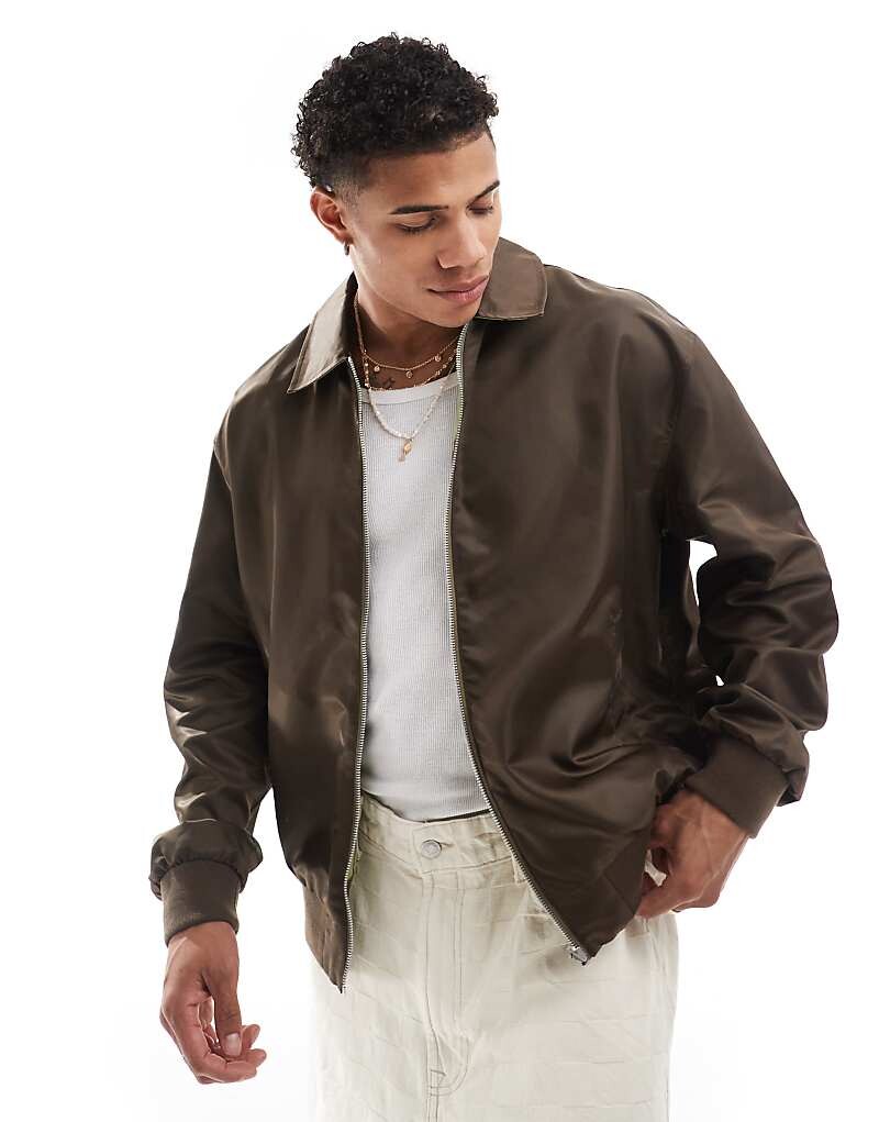 Коричневый оверсайз-бомбер ASOS DESIGN