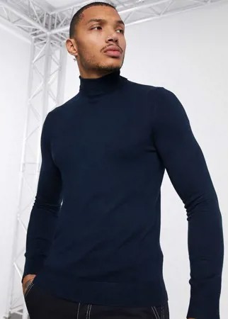 Темно-синяя водолазка Bershka-Темно-синий