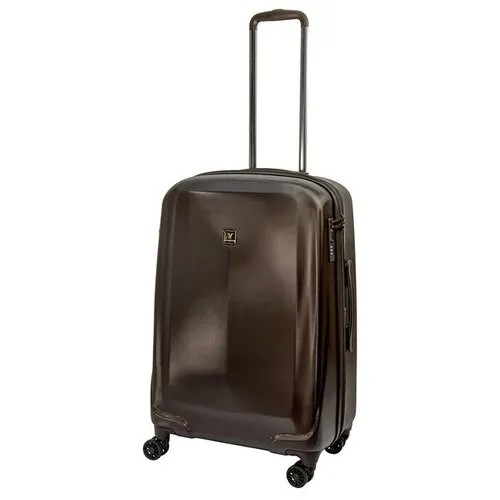 Чемодан Vip collection, поликарбонат, опорные ножки на боковой стенке, увеличение объема, размер M, коричневый