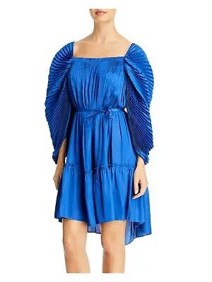 KOBI HALPERIN Женский синий пуловер без подкладки с завязками на спине и рукавами-пуфами, платье S
