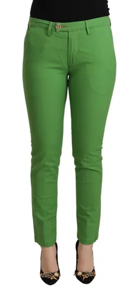 Брюки YAM SIMMON Зеленые зауженные узкие хлопковые эластичные брюки со средней талией IT46/US12/XL 400 долларов США