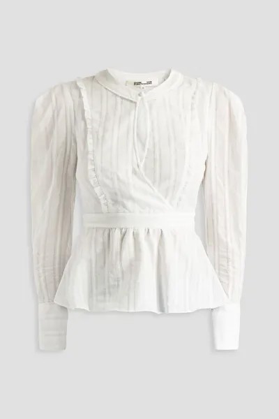 Блуза Erin из хлопкового жаккарда с баской и оборками DIANE VON FURSTENBERG, белый