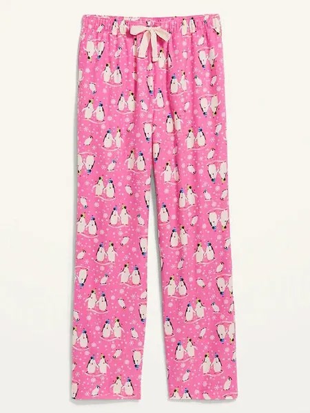 NWT Old Navy Фланелевые пижамные штаны с принтом Розовый Пингвин Снежинка Женщины L