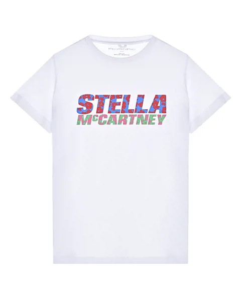 Белая футболка с цветочным лого Stella McCartney детская