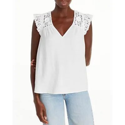 Женская белая блузка-блузка с v-образным вырезом Aqua, вязанная крючком, XS BHFO 9010