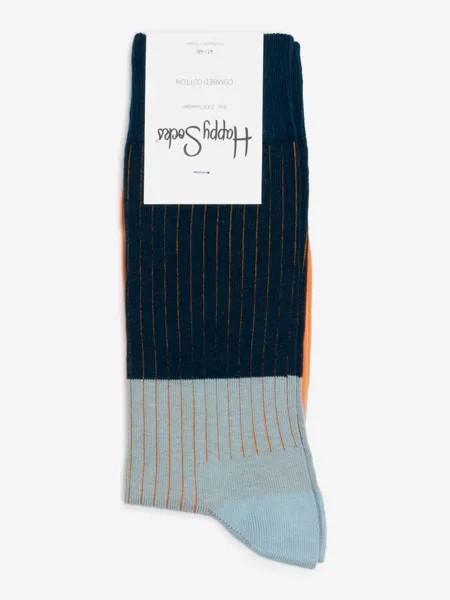 Носки с рисунками Happy Socks - Block Rib Orange Black, Черный