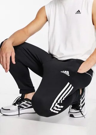 Черные джоггеры с тремя полосками adidas Training-Черный цвет