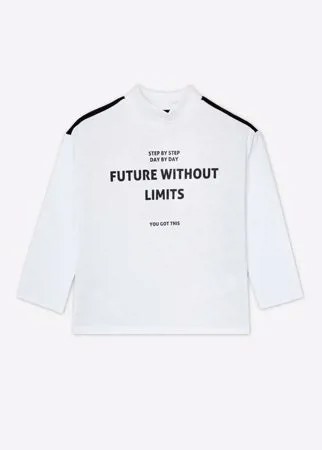 Белый лонгслив oversize с принтом Future without limits для мальчика Gloria Jeans