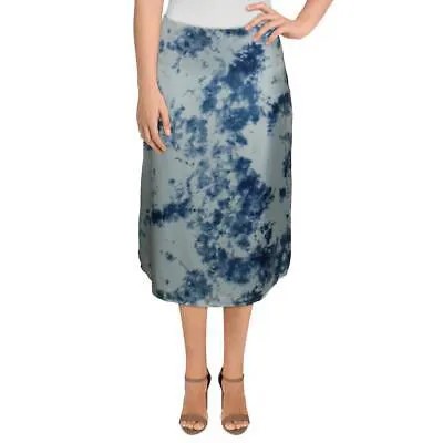 Синяя женская офисная дневная юбка-миди с принтом, L BHFO 5394