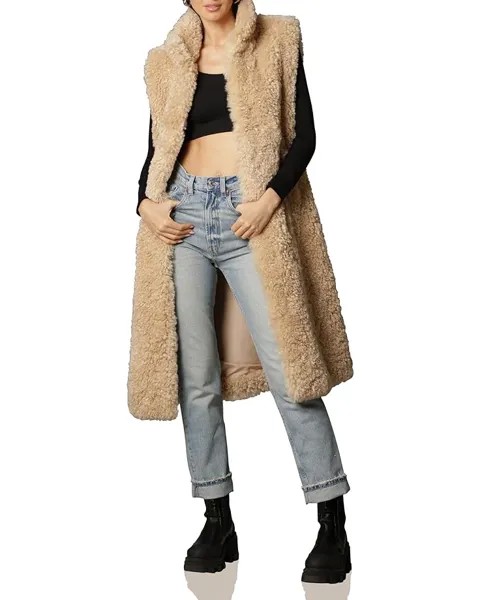 Утепленный жилет Avec Les Filles Teddy Faux Fur Belted Vest, оранжевый