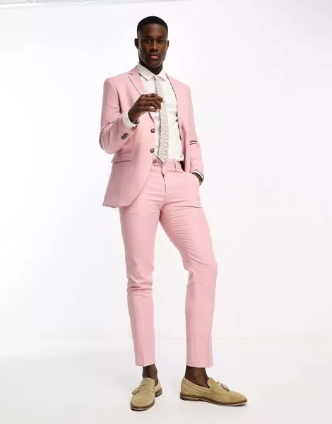 Узкие костюмные брюки темно-розового цвета Jack & Jones Premium