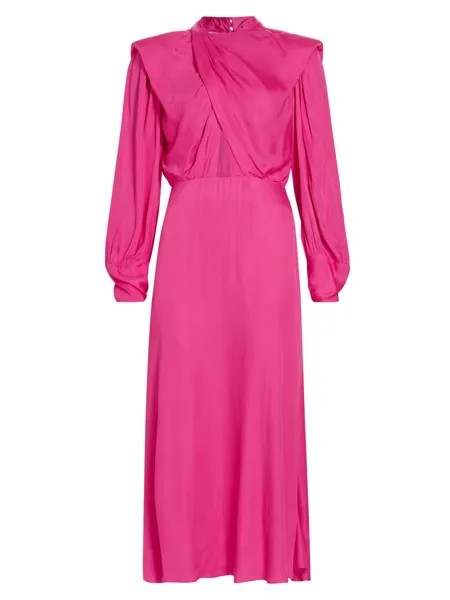 Атласное платье макси с драпировкой Farm Rio, розовый