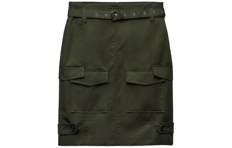 Юбка-карго женская, средняя, хаки Zara