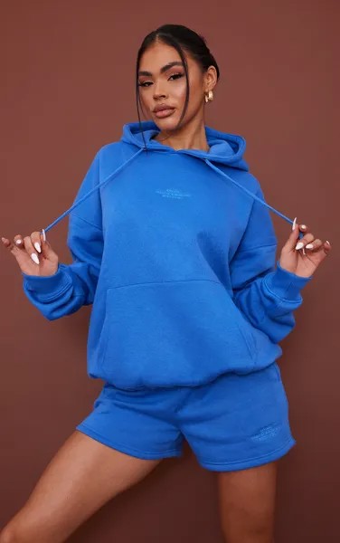 PrettyLittleThing Ярко-синий свободный худи с надписью