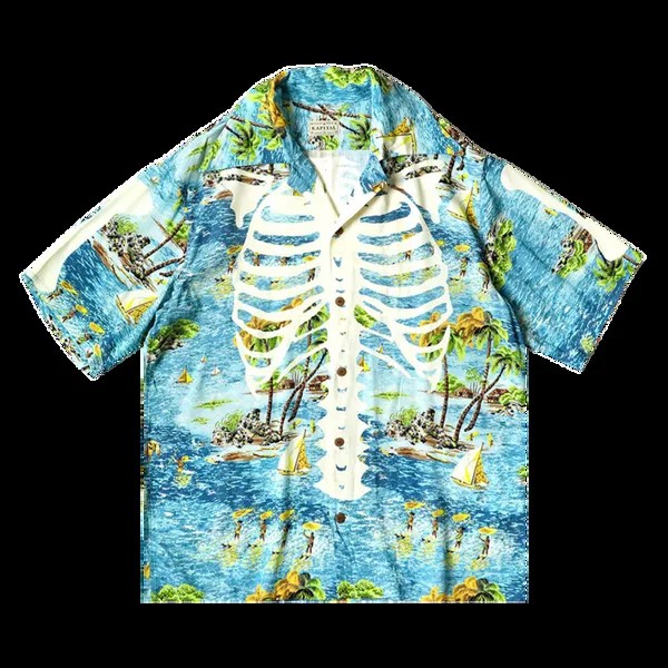 Рубашка Kapital Rayon Kamehameha Bone Wrangle Collar Aloha 'Blue', синий