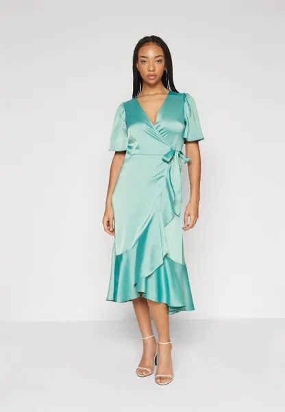 Коктейльное платье YASTHEA MIDI WRAP DRESS YAS, зеленый