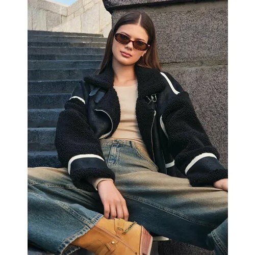 Кожаная куртка Gloria Jeans, размер M (44-46), чёрный