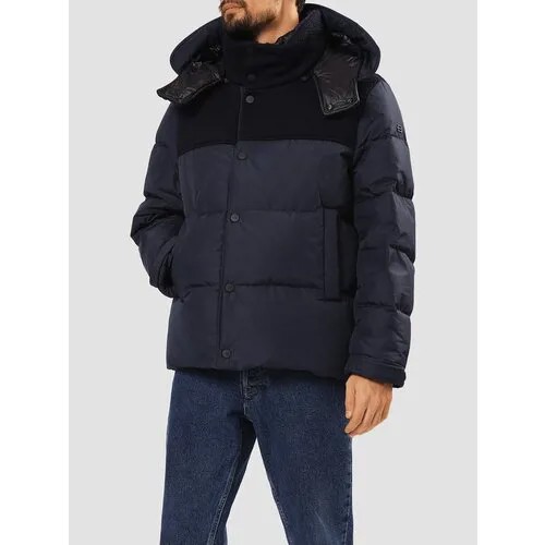 Куртка Baldinini зимняя, силуэт прямой, капюшон, карманы, размер 46IT (48RU), синий