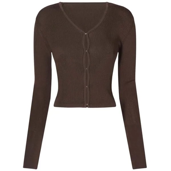 Кардиган Low Classic Hook Slim, темно-коричневый