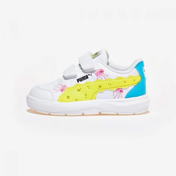 Пальто PUMA Evolve Sponge Bob на липучке для дошкольников (PUMA White-Lucent Yellow-Hero Blue-PRISM)