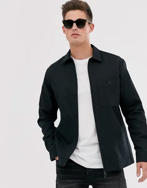Черная рубашка на молнии Selected Homme-Черный