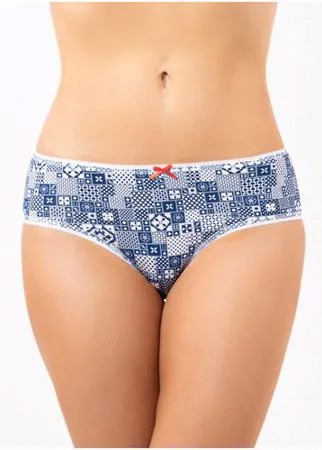 Vis-a-Vis Трусы слипы классика средней посадки с принтом, размер S, white/d.blue