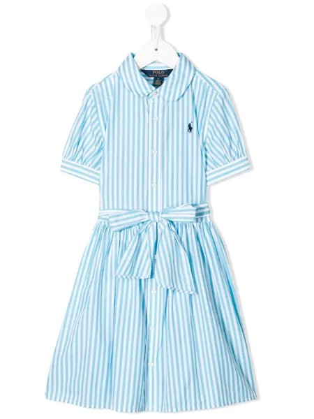 Ralph Lauren Kids полосатое платье-рубашка с вышитым логотипом