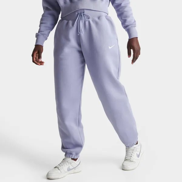 Женские спортивные брюки большого размера из флиса Nike Sportswear Phoenix с завышенной талией, фиолетовый