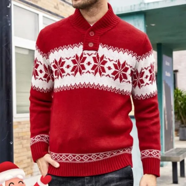 Мужской винтажный рождественский жаккардовый свитер с длинным рукавом