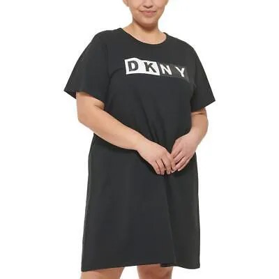 Женское мини-платье-футболка с короткими рукавами и логотипом DKNY Sport Plus BHFO 0652