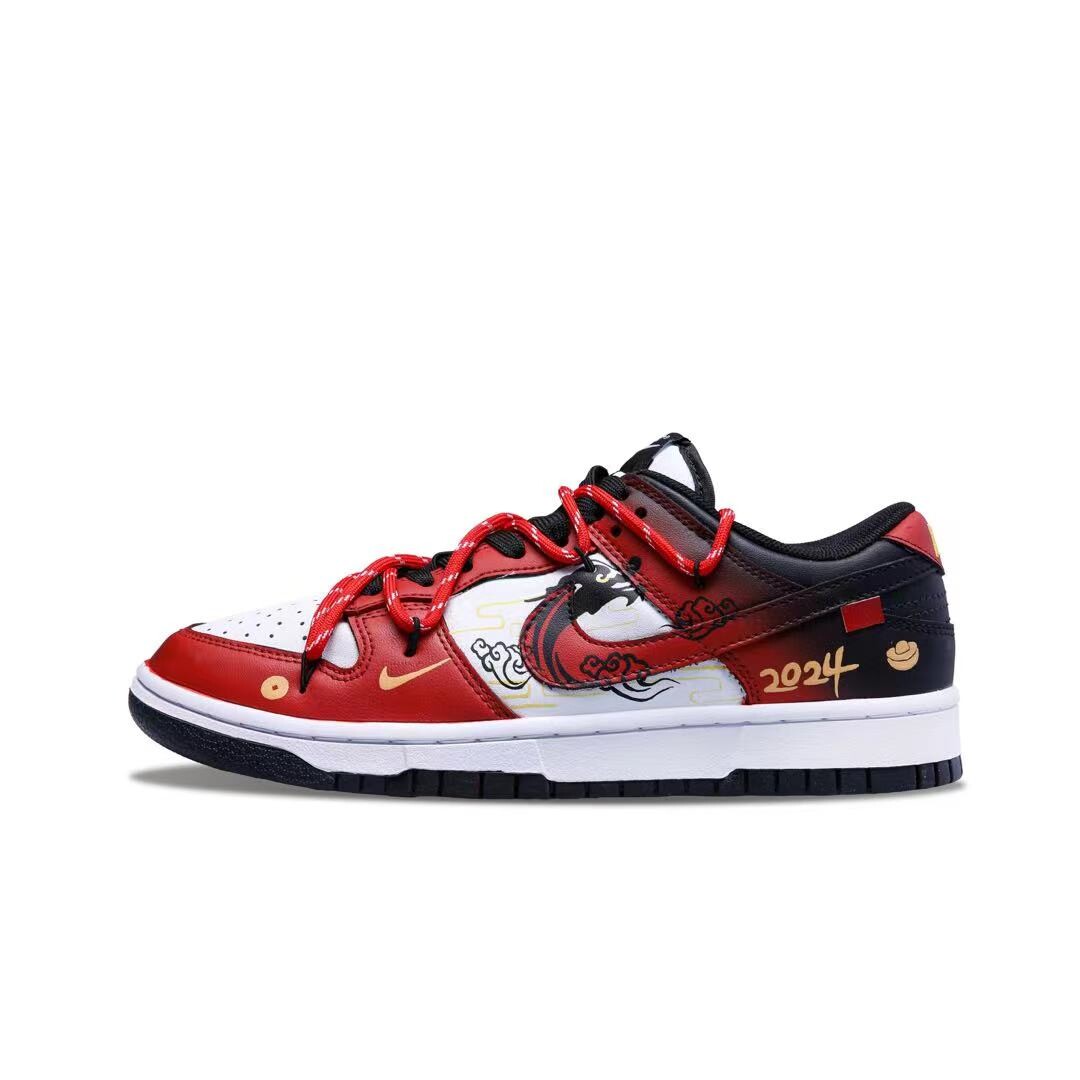 Кроссовки Nike Dunk Skateboarding Shoes Unisex Low-top Black/Red, красный